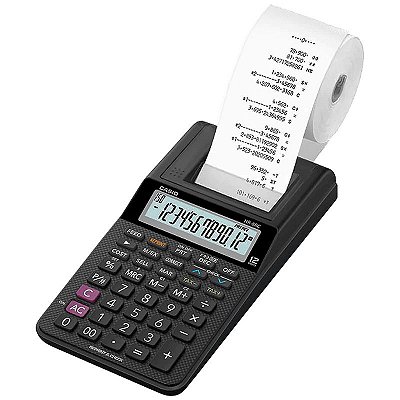 CALCULADORA C/ BOBINA CASIO MOD. HR-8RC-BK-B-DC BRANCA, DISPLAY LCD, 12 DÍGITOS +2 LINHAS, FT BI