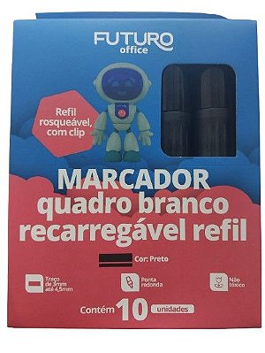 MARCADOR QUADRO BRANCO RECARREGÁVEL PRETO CX C/10UN REF.: FO272246 - FUTURO OFFICE