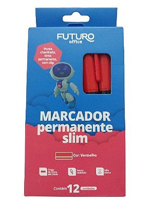MARCADOR PERMANENTE SLIM VERMELHO CX C/12 UN REF.:FO272264 - FUTURO OFFICE