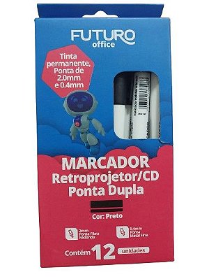 MARCADOR RETROPROJETOR/CD PONTA DUPLA PRETO REF.:FO272210 - FUTURO OFFICE
