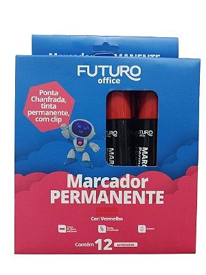 MARCADOR PERMANENTE VERMELHO CX C/12UN REF.: FO272222 - FUTURO OFFICE