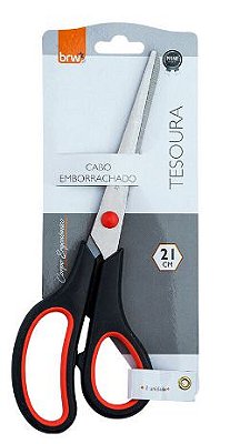 TESOURA DE AÇO INOX 21CM CABO EMBORRACHADO BLISTER TE2102 - BRW
