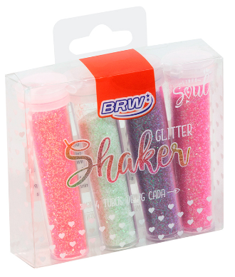 GLITTER SHAKER GL0501 PASTEL 7G - BLISTER C/ 4 CORES - BRW