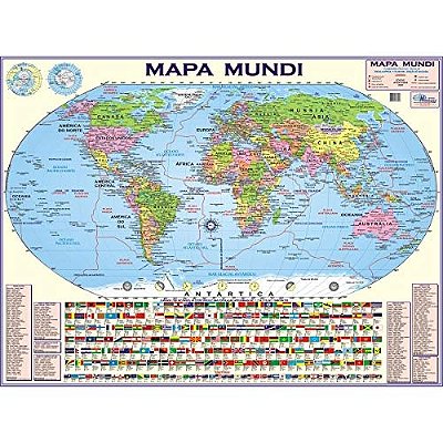 MAPA PERIÓDICO MUNDI PLANISFÉRIO POLITICO ESCOLAR REF.: 4001 - MULTIMAPAS