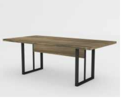 MESA DE REUNIAO RETANGULAR LINHA PREMIUM 40MM ENGROSSADO PES FERRO 2,70X1,00 COR CASTANHO TANNAT COD.: 400446