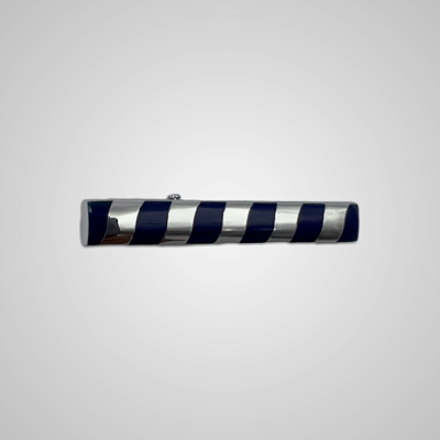 Prendedor de Gravata Blue Striped Prata e Azul Marinho Pataloo