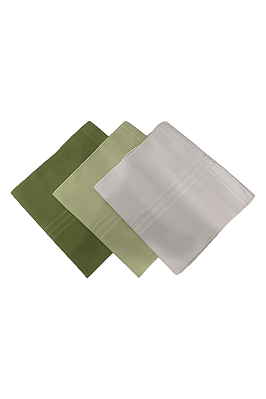 Kit Lenço Presidente Verde Oliva Verde Claro e Branco PATALOO
