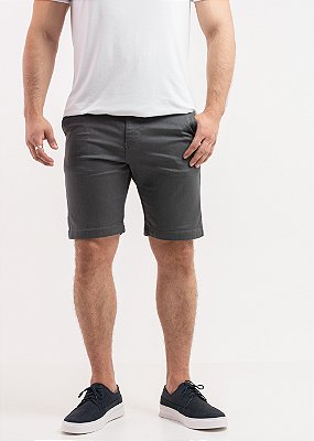 Bermuda Alfaiataria Masculina Algodão Slim Cinza Acetinada PATALOO