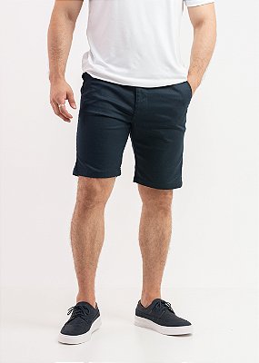Bermuda Alfaiataria Masculina Algodão Slim Azul Marinho Acetinada PATALOO