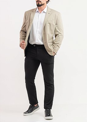 Blazer Masculino Slim Tech Elastano Areia Forro Jacquard PATALOO