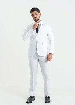 Terno Masculino Microfibra Slim Branco PATALOO