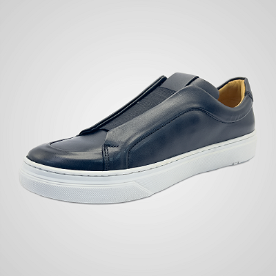 Tênis Masculino Couro Liso Slip-On Elástico Preto Ultron PATALOO