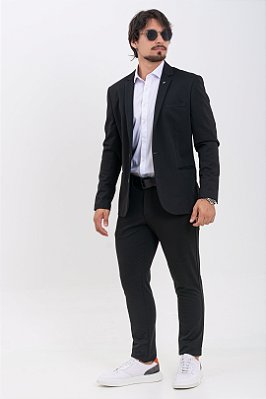 Blazer Masculino Alfaiataria Tech Slim Poliviscose Preto PATALOO