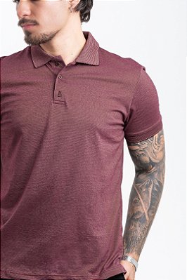 Camisa Polo Masculina Algodão Poliéster Bordô Mescla PATALOO