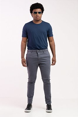 Calça Alfaiataria Masculina Algodão Elastano Slim Grafite Fosco PATALOO