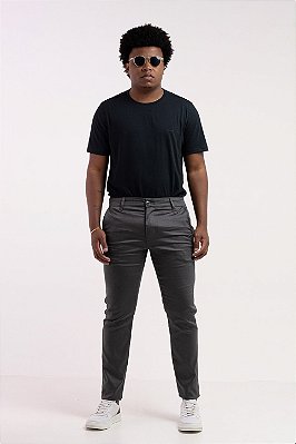 Calça Masculina Alfaiataria Slim Fit Cinza Squeeze PATALOO