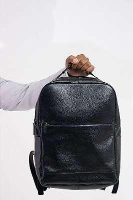 Mochila Masculina Premium Couro Legítimo Preta PATALOO