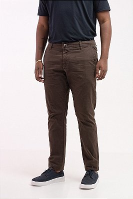 Calça Alfaiataria Masculina Slim Confort Algodão Café PATALOO