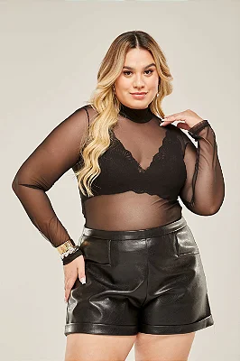 Tule Plus Size Manga Longa