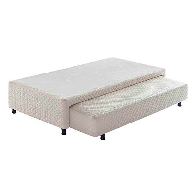 Bicama Box Solteiro Ecoflex com Auxiliar em Mola Bege - 088x188