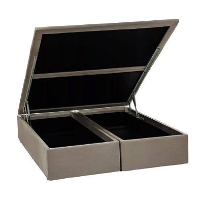 Base Baú King Size Courino Bege Soulflex - 193x203