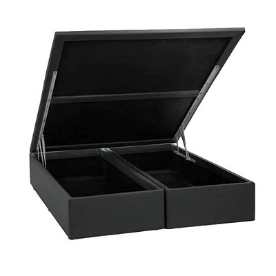 Base Baú King Size Courino Preto Soulflex - 193x203