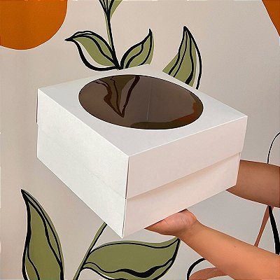 Caixa Para Torta C/ Visor 28x28x15 - Kit 5 Unidades