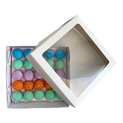 Caixa Para 25 Doces C/ Visor C/ Berço - Kit 5 Unidades