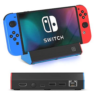 Dock Com Led Rgb Para Nintendo Switch Hdmi 4k Usb-c Modo Tv