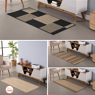Tapete Passadeira Sisal Lancer Base Antiderrapante  100mx66cm