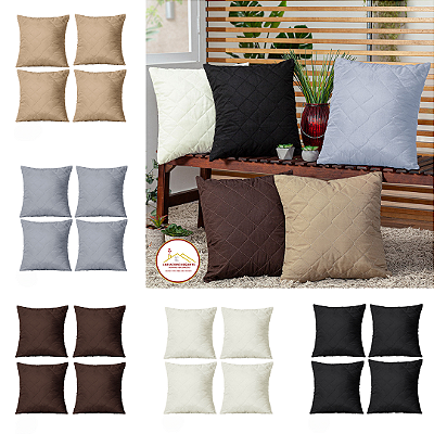 Capa de Almofada Matelada Lisa Decorativa Clean Kit c/04 Peças C/Zíper 45x45 cm