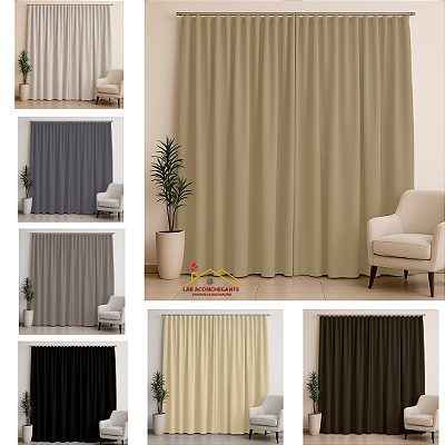 Cortina Basic Blackout Tecido Corta Luz 3,00x2,50m para Trilho Suiço 2m