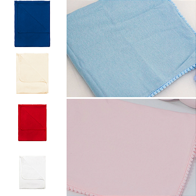 Manta Cueiro Bebê Malha  com  Acabamento Pompom 70x80cm Hipoalergênico 100% Algodão - Para Todas Estações do