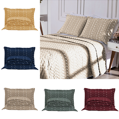 Kit Cobre Leito Casal King 03 Pçs Heitor Hipercal 400 Fios Bordado