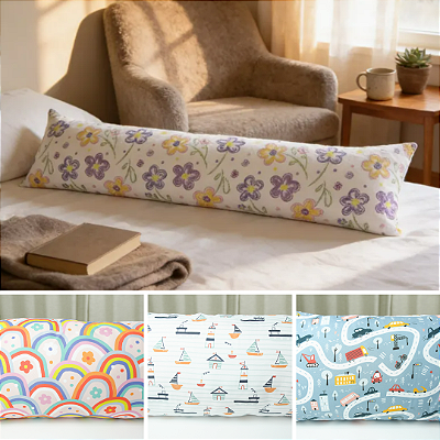 Fronha Travesseiro Corpo Fofuxão Print Percal 180 Fios 146x46cm sem Aba com Zíper