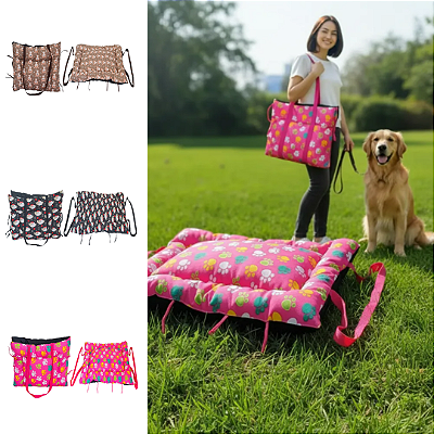 Colchonete Bolsa 2 em 1 Pet Hanna Pop Pequeno Retangular Impermeável Passeios e Viagens