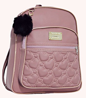 Mochila Feminina em Courino Fashion Estampa Coração SN64