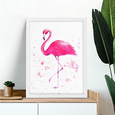 Quadro Decorativo Flamingo Aquarela