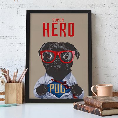 Quadro Decorativo Pug Super Hero