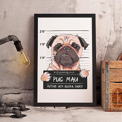 Quadro Decorativo Pug Mau