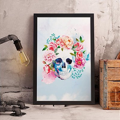 Quadro Decorativo Caveira Floral