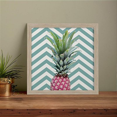 Quadro Decorativo Abacaxi Rosa Chevron