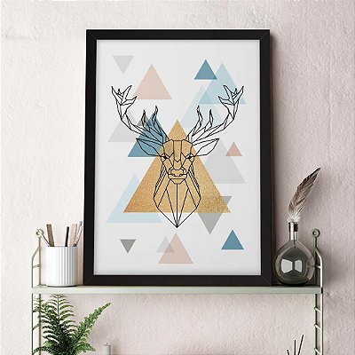 Quadro Decorativo Cervo Low Poly