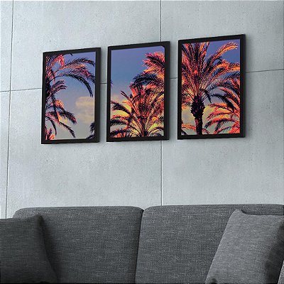 Kit 3 Quadros Tropical Sunrise