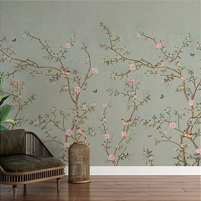 Painel Fotográfico Floral Chinoiserie