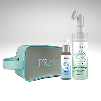 Kit Facial "Rejuvenesça Sua Pele Em 14 dias"  Sérum 360 Rejuvenecedor+ Sabonete Mousse Purificante + Necessaire PRAVA Brinde