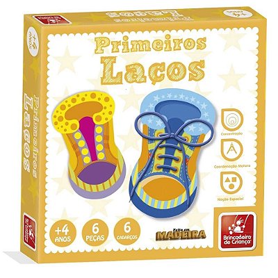 Brinquedo Educativo Alinhavo Primeiros Laços 6 Peças - Brincadeira de Criança