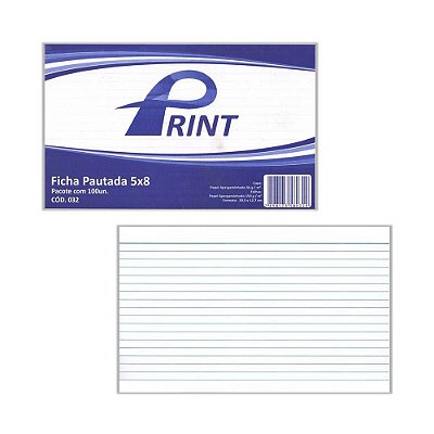 Ficha Pautada 5X8 Pacote Com 100 Folhas - Print