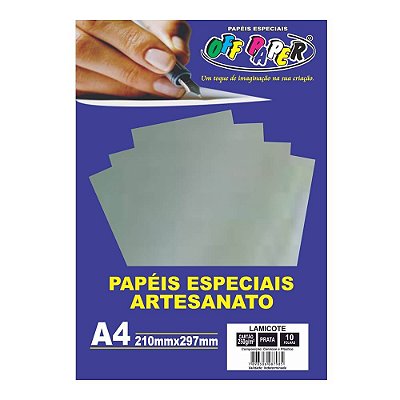 Papel Laminado Lamicote 250g/m² A4 Prata 10 Folhas - Off Paper