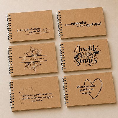 Caderno Scrapbook Álbum De Fotos Kraft Capa Dura A5 Memórias